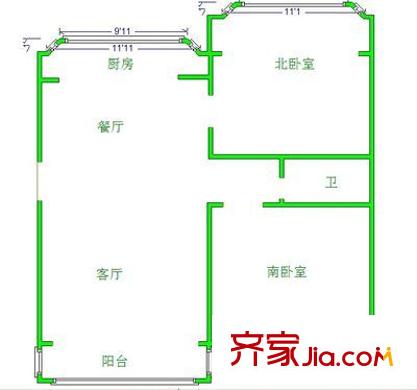 明珠花園 2室 戶型圖