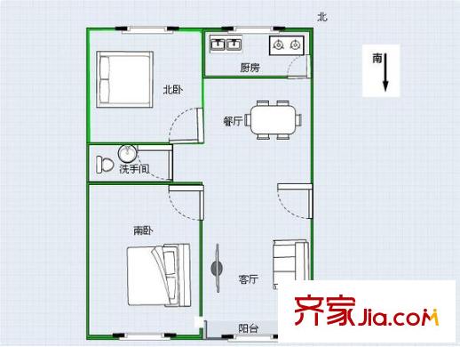 明珠花園 2室 戶型圖