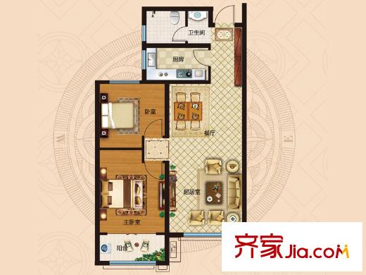 悅府?保利海德公館Ⅲ期三期2#3#樓標(biāo)準(zhǔn)層Z-1戶型 2室2廳1衛(wèi)1廚