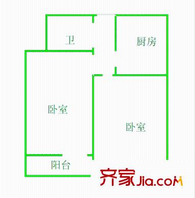 燕子山路單位宿舍 2室 戶型圖