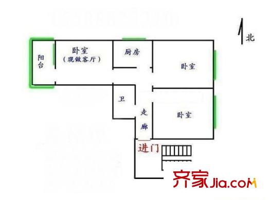 濼河小區(qū) 2室 戶型圖