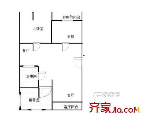 濼河小區(qū)2室 戶型圖