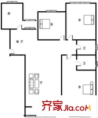 龍泉山莊 3室 戶型圖