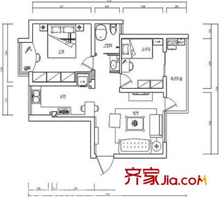 理想新城 2室 戶型圖