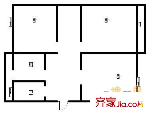 花園路單位宿舍戶型圖戶型圖 3室1廳1衛(wèi)1廚