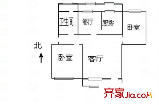 機車大廠宿舍 2室 戶型圖