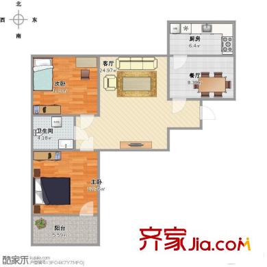 機車大廠宿舍 2室 戶型圖
