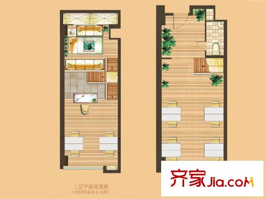 名士MINI公館戶型圖SOHO辦公F戶型 2室2廳2衛(wèi)1廚