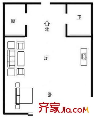 名士MINI公館 1室 戶型圖