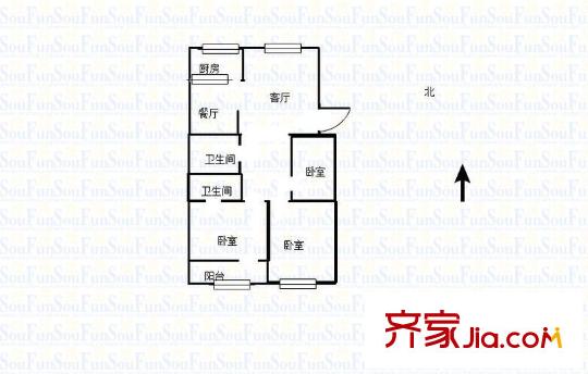 東方花園 3室 戶型圖