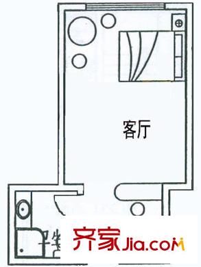 山水庭院戶型圖D戶型 1室1廳1衛(wèi)1廚