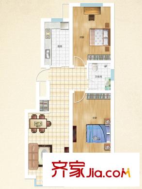 山水庭院戶型圖6E戶型圖 2室2廳1衛(wèi)1廚