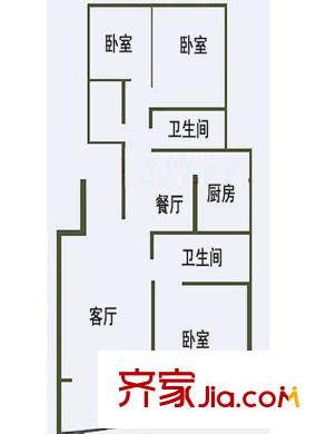山水庭院戶型圖B戶型 3室2廳2衛(wèi)1廚