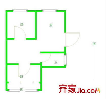 司里街小區(qū) 2室 戶型圖