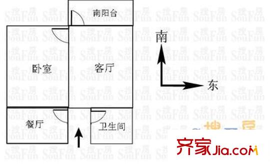 司里街小區(qū) 1室 戶型圖