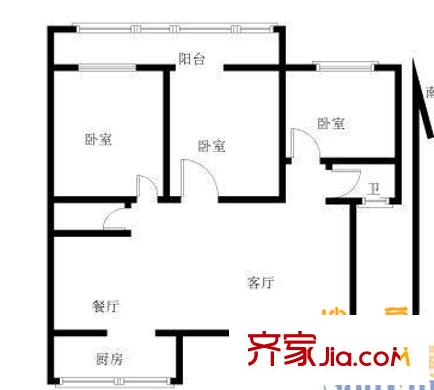 司里街小區(qū) 3室 戶型圖