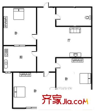 前屯小區(qū) 3居室 戶型圖