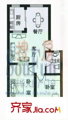 天建天和園戶型圖11號(hào)樓兩室兩廳 2室2廳1衛(wèi)