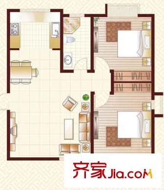 香港國(guó)際戶(hù)型圖Z5戶(hù)型 2室2廳1衛(wèi)1廚