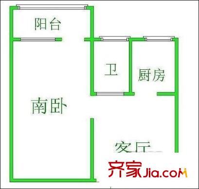 燕子山路單位宿舍 1室 戶型圖