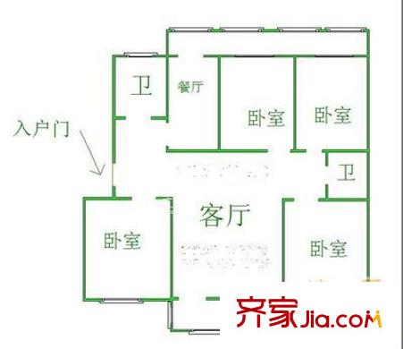 燕子山路單位宿舍 4室 戶型圖