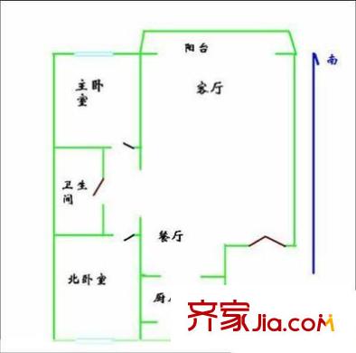 燕子山路單位宿舍 2室 戶型圖