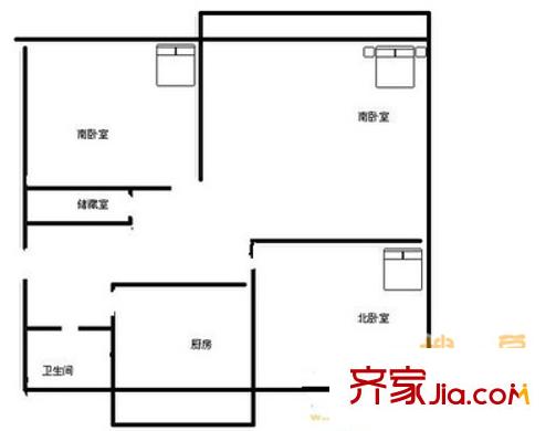 燕子山路單位宿舍 3室 戶型圖