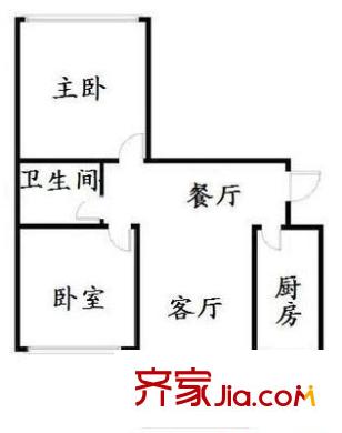 燕子山路單位宿舍 2室 戶型圖