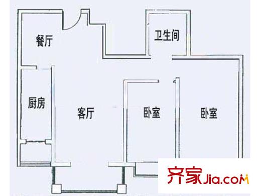 山水庭院戶型圖C戶型 2室2廳1衛(wèi)1廚