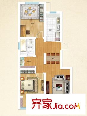 山水庭院戶型圖6W戶型圖 2室2廳1衛(wèi)1廚