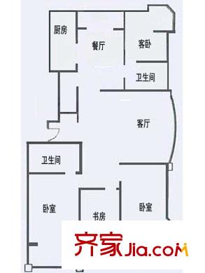 山水庭院戶型圖A戶型 4室2廳2衛(wèi)1廚