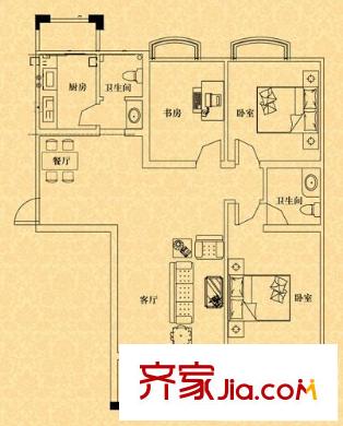 假日麗景 3室 戶型圖