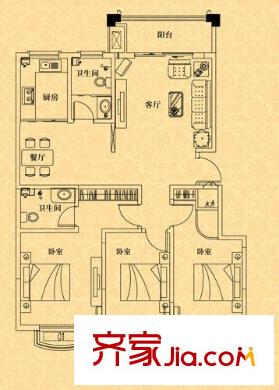 假日麗景 3室 戶型圖