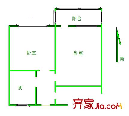利農(nóng)莊路單位宿舍 2室 戶型圖