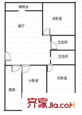 利農(nóng)莊路單位宿舍 3室 戶型圖