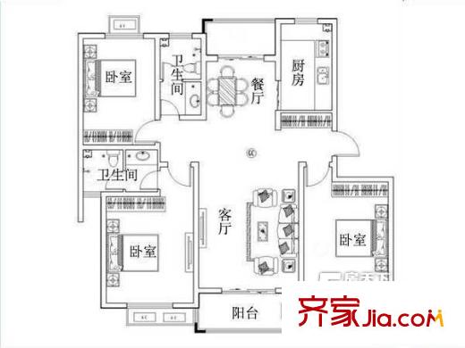 嘉和馨園 3居室 戶型圖