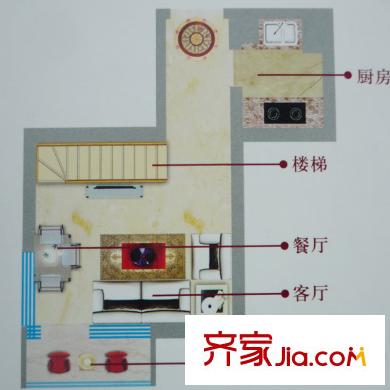 萬豪國際SOHO戶型圖E戶型 1室2廳1衛(wèi)1廚