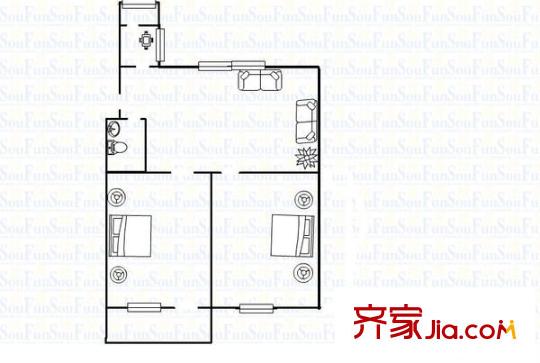 科苑小區(qū) 2室 戶型圖