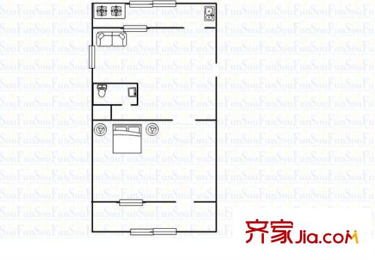 科苑小區(qū) 1室 戶型圖
