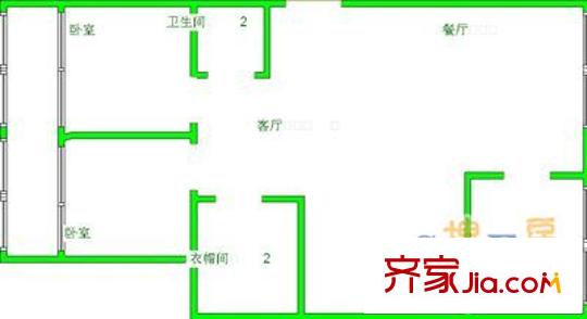 司里街小區(qū) 2室 戶型圖