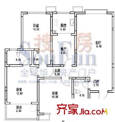 華豐居 3室 戶型圖（2、4、6號(hào)樓A戶型）