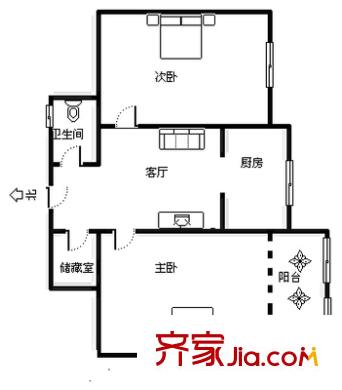 歷苑小區(qū) 2室 戶型圖