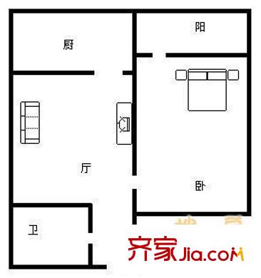 機床一廠宿舍  1室  戶型圖
