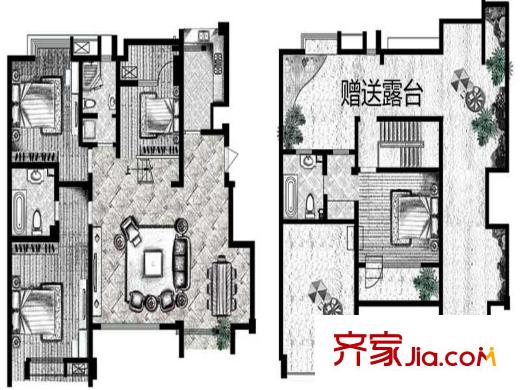 中齊他山戶型圖濱河洋房戶型圖 4室2廳3衛(wèi)