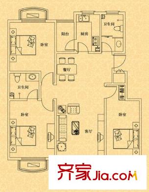 假日麗景 3室 戶型圖