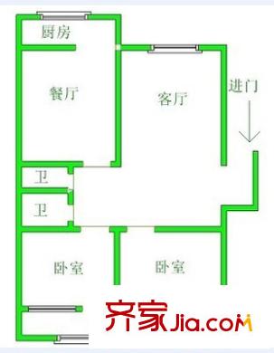 利農(nóng)莊路單位宿舍 2室 戶型圖