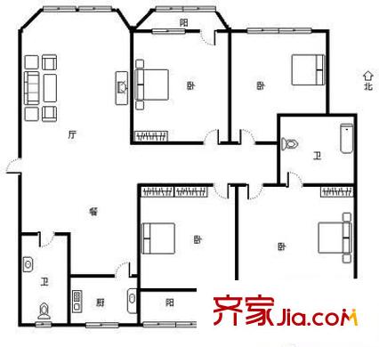 泉景四季花園 4室 戶型圖