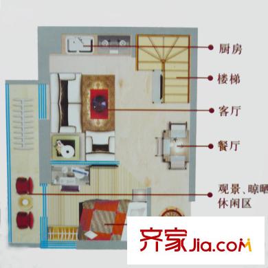 萬豪國際SOHO戶型圖B戶型（售完） 3室2廳1衛(wèi)1廚