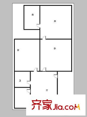 工業(yè)北路單位宿舍 4室 戶型圖