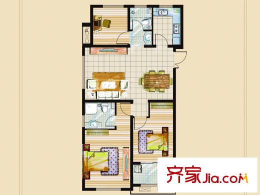 連城水岸二期二期9號(hào)樓標(biāo)準(zhǔn)層A戶(hù)型 3室2廳2衛(wèi)1廚